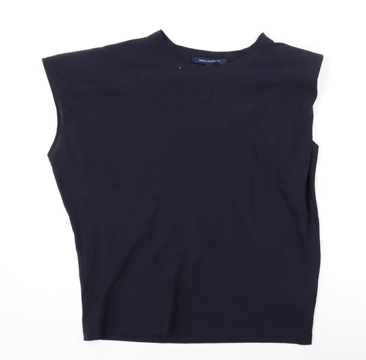 French Connection Womens Blue Polyester Basic Blouse Size S Round Neck