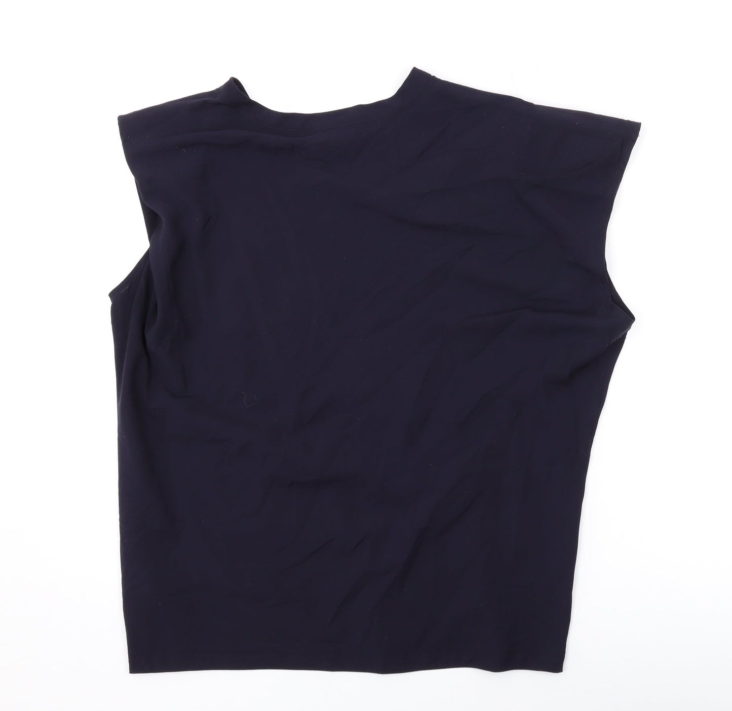 French Connection Womens Blue Polyester Basic Blouse Size S Round Neck