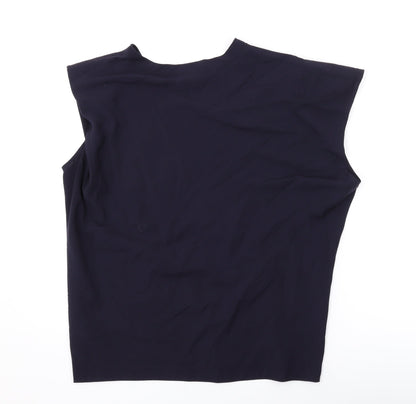 French Connection Womens Blue Polyester Basic Blouse Size S Round Neck