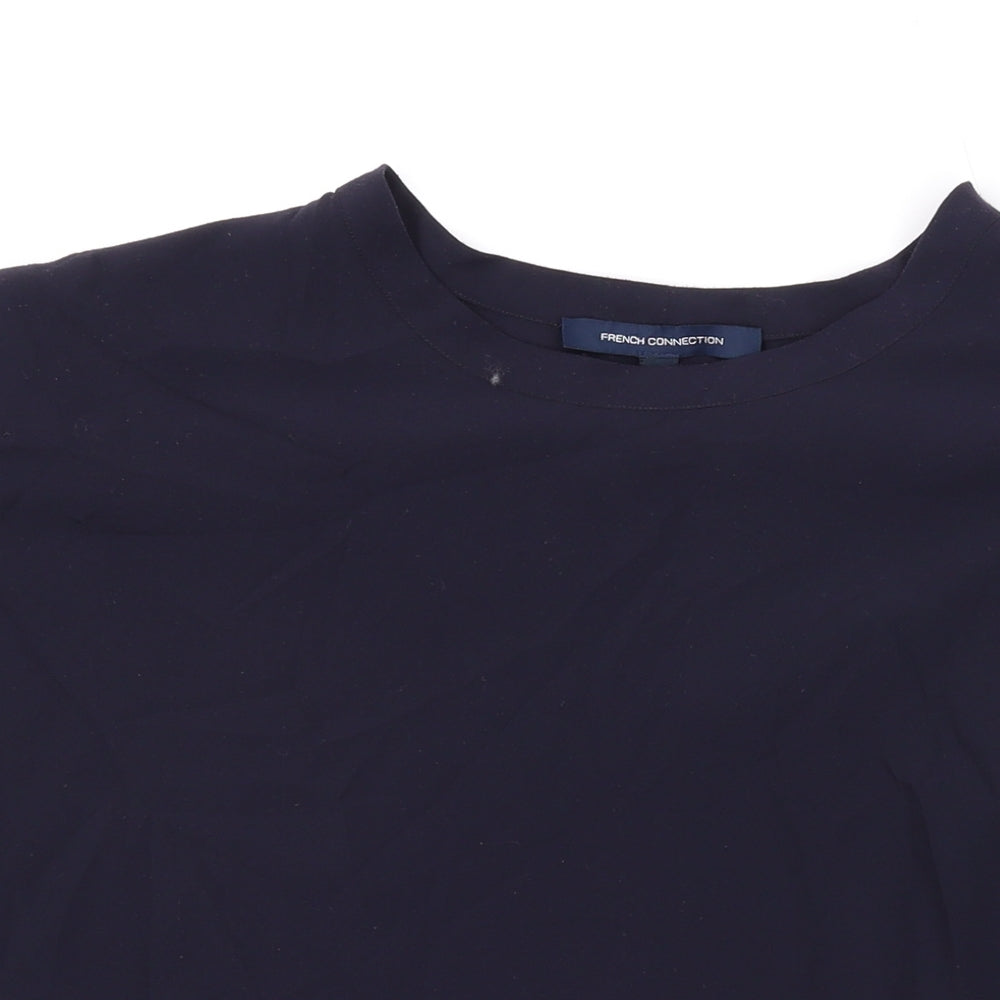 French Connection Womens Blue Polyester Basic Blouse Size S Round Neck