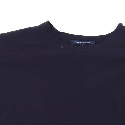 French Connection Womens Blue Polyester Basic Blouse Size S Round Neck