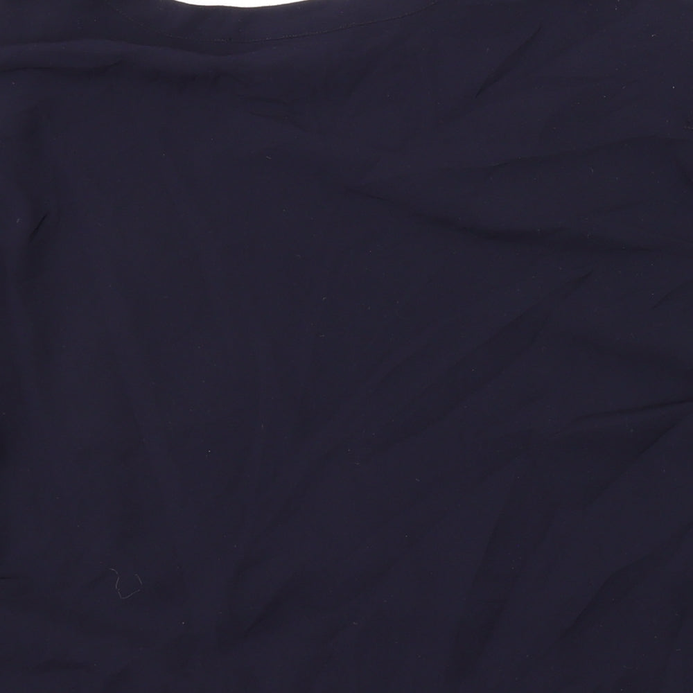 French Connection Womens Blue Polyester Basic Blouse Size S Round Neck