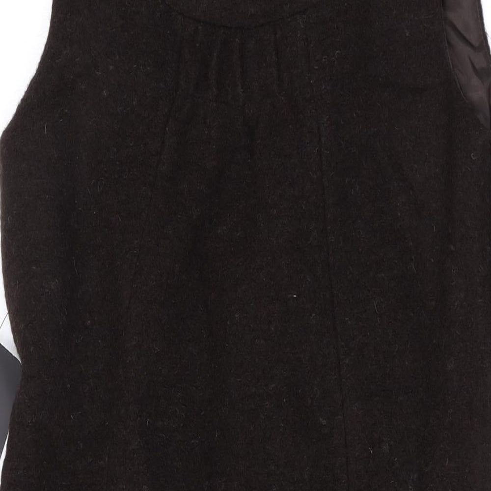 Zara Womens Brown Wool A-Line Size XS Round Neck Zip