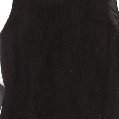 Zara Womens Brown Wool A-Line Size XS Round Neck Zip