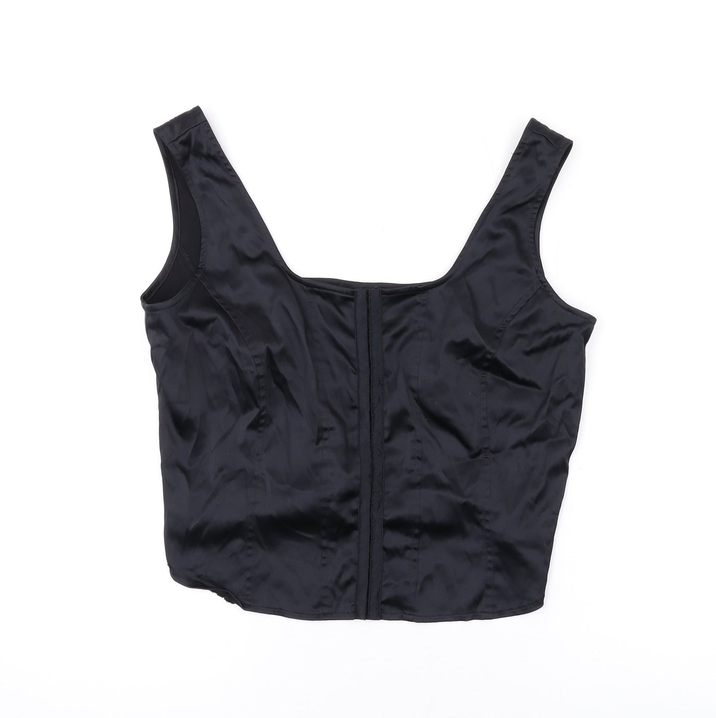 Seven Womens Black Polyester Cropped Tank Size 18 Scoop Neck