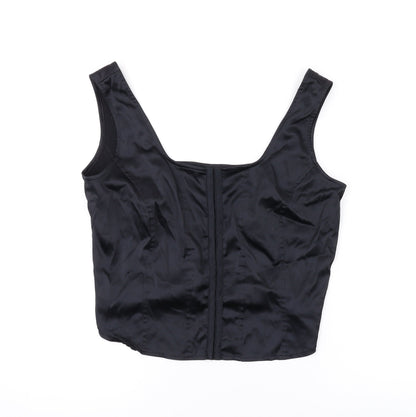 Seven Womens Black Polyester Cropped Tank Size 18 Scoop Neck