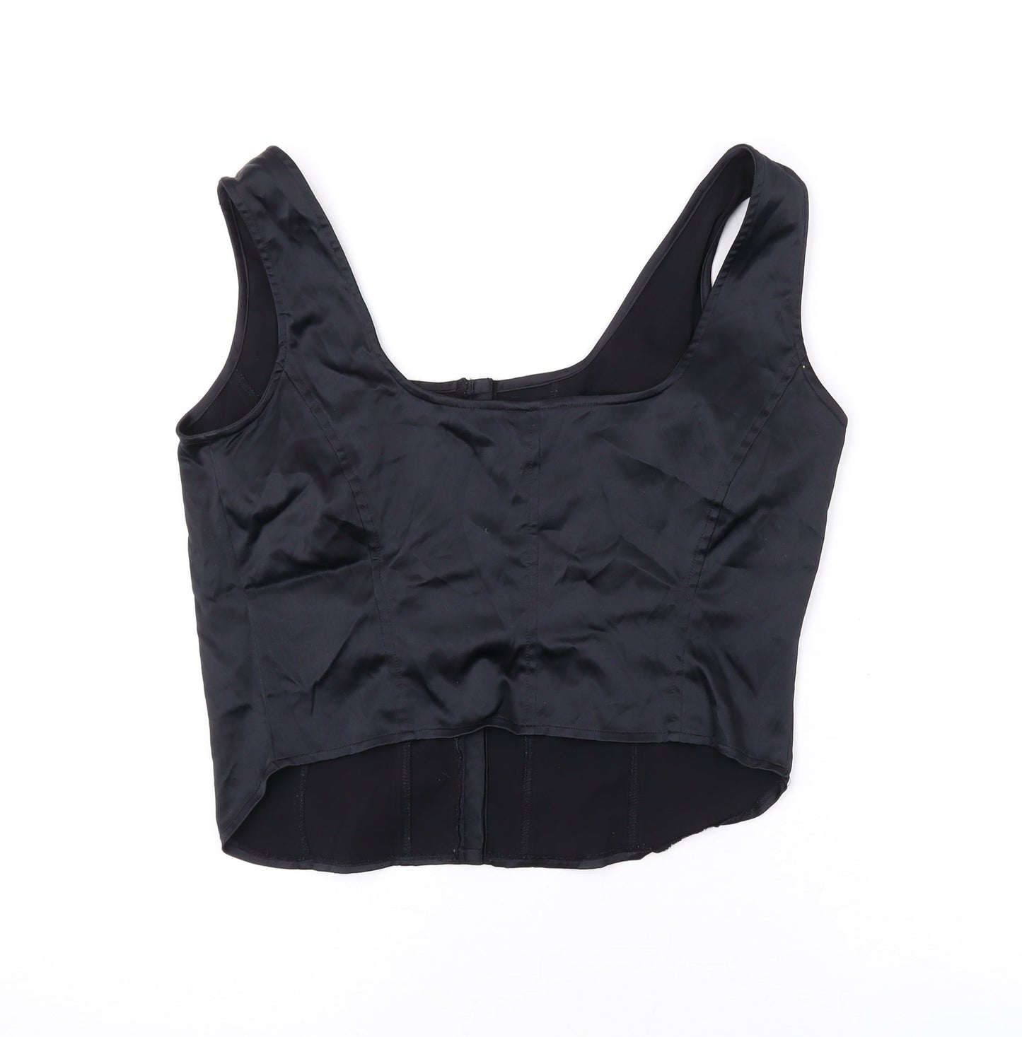 Seven Womens Black Polyester Cropped Tank Size 18 Scoop Neck