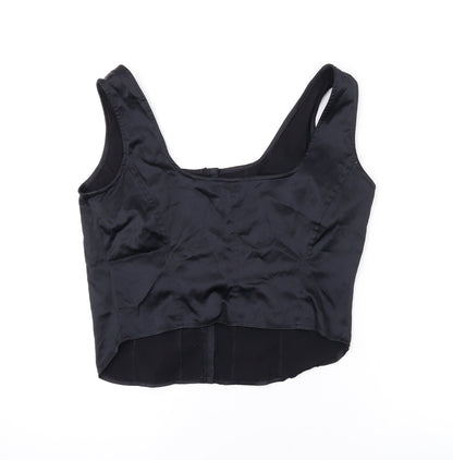 Seven Womens Black Polyester Cropped Tank Size 18 Scoop Neck