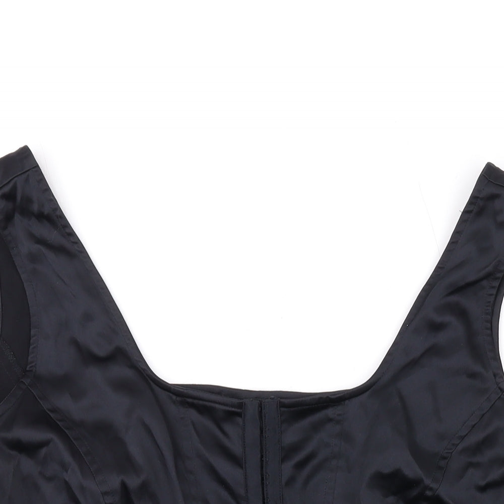 Seven Womens Black Polyester Cropped Tank Size 18 Scoop Neck