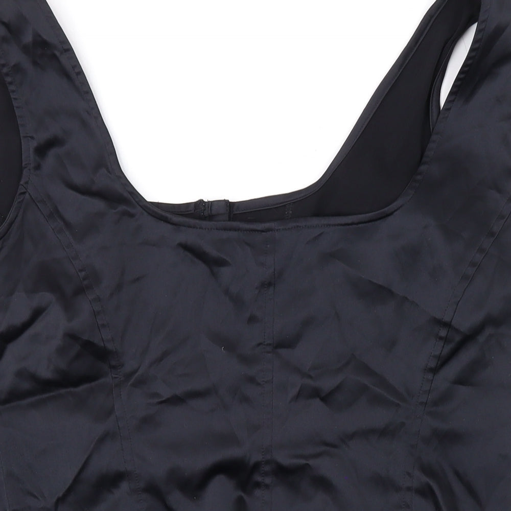Seven Womens Black Polyester Cropped Tank Size 18 Scoop Neck