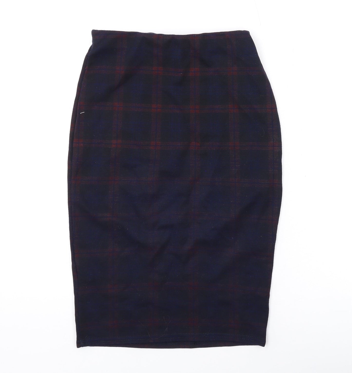 New Look Womens Black Plaid Polyester Bandage Skirt Size 6