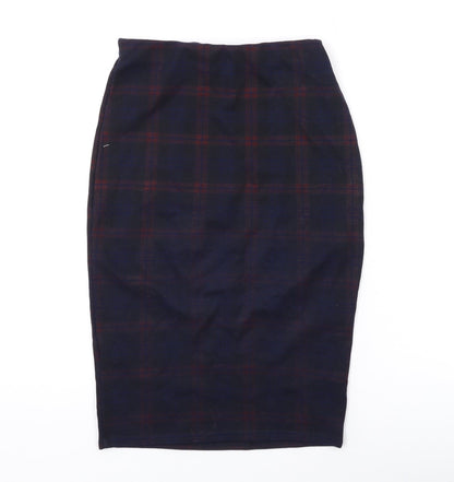 New Look Womens Black Plaid Polyester Bandage Skirt Size 6