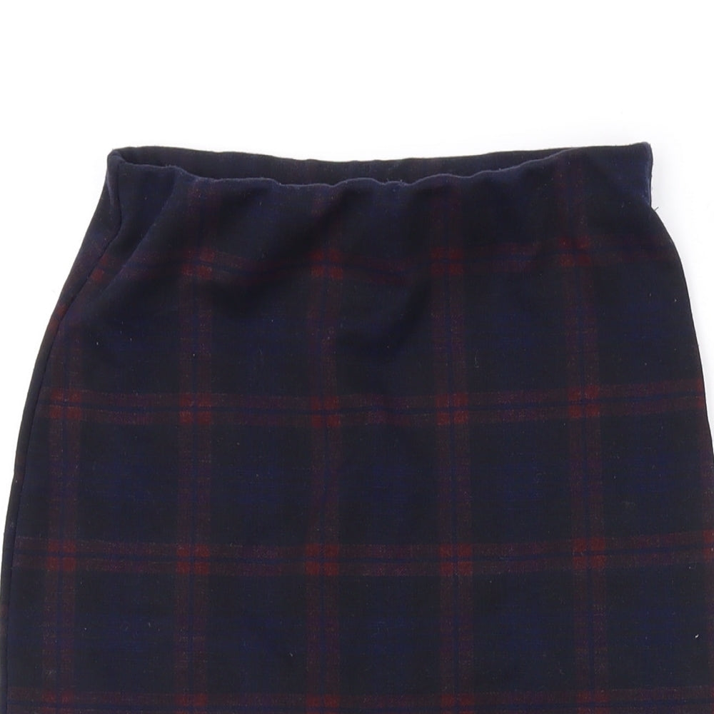 New Look Womens Black Plaid Polyester Bandage Skirt Size 6