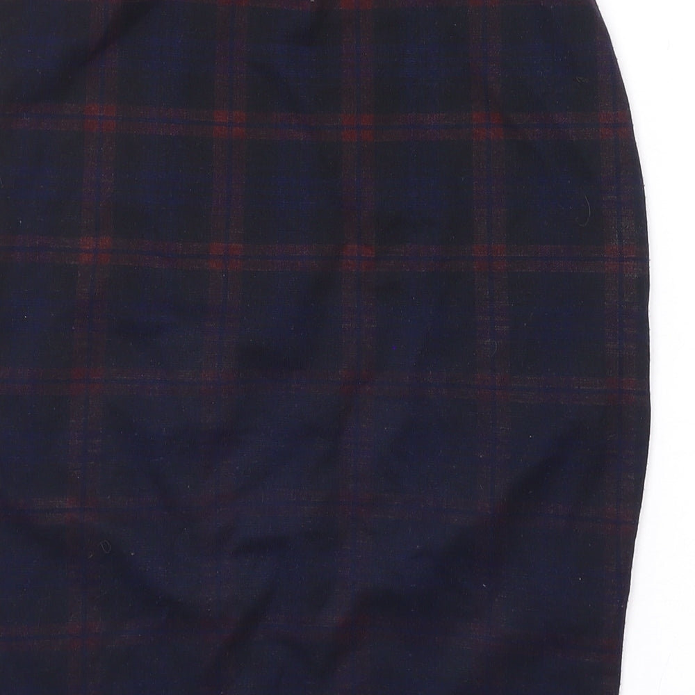 New Look Womens Black Plaid Polyester Bandage Skirt Size 6