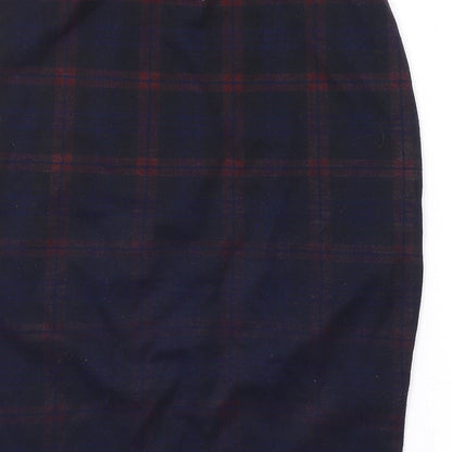 New Look Womens Black Plaid Polyester Bandage Skirt Size 6
