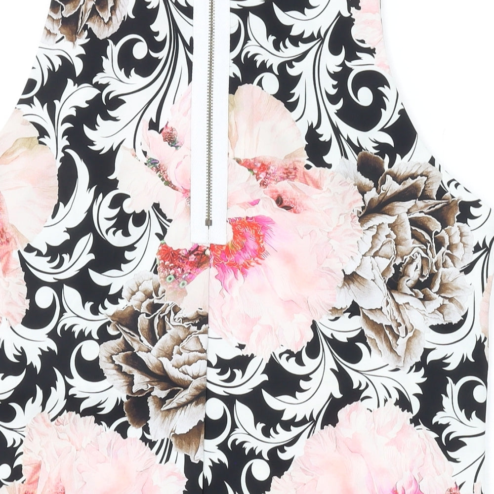 Glamorous Womens Pink Floral Polyester Basic Tank Size 8 Scoop Neck