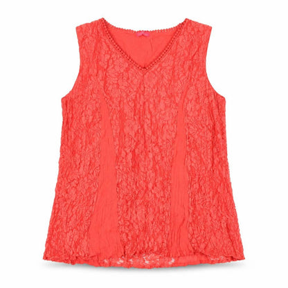 Together Womens Red Geometric Viscose Basic Tank Size XL V-Neck