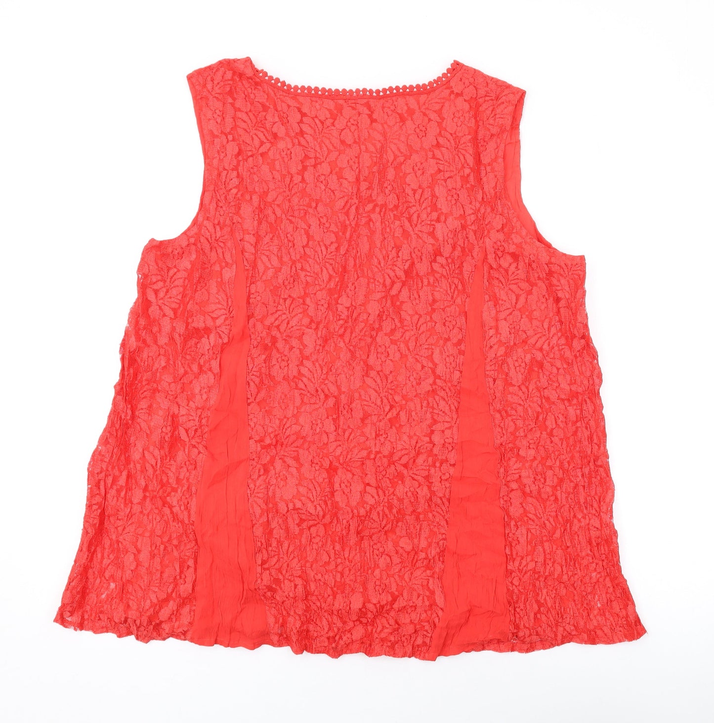 Together Womens Red Geometric Viscose Basic Tank Size XL V-Neck