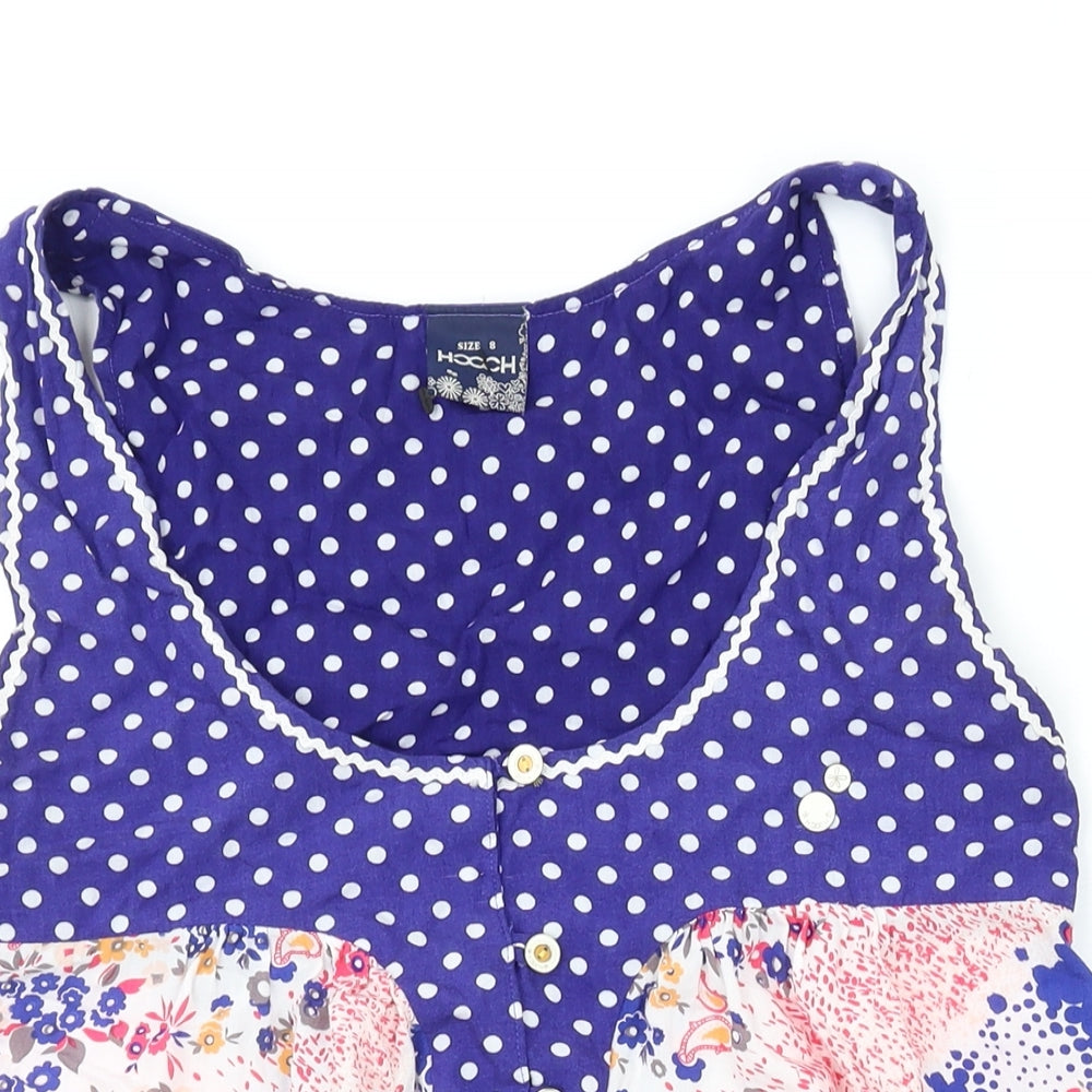 HOOCH Womens Blue Geometric Polyester Basic Tank Size 8 Scoop Neck