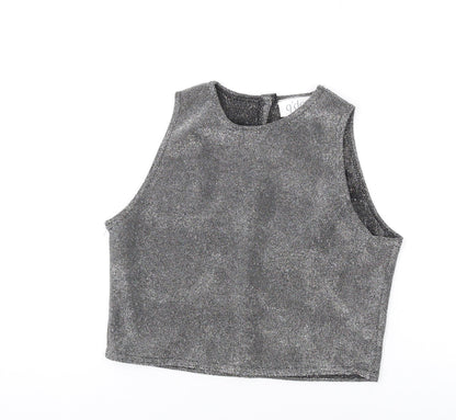Q'Dos Womens Silver Polyester Basic Tank Size 14 Round Neck