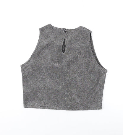 Q'Dos Womens Silver Polyester Basic Tank Size 14 Round Neck