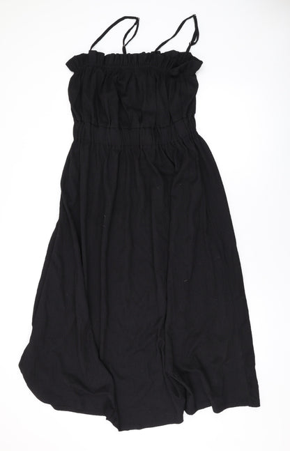 H&M Womens Black Polyester A-Line Size M Square Neck Pullover