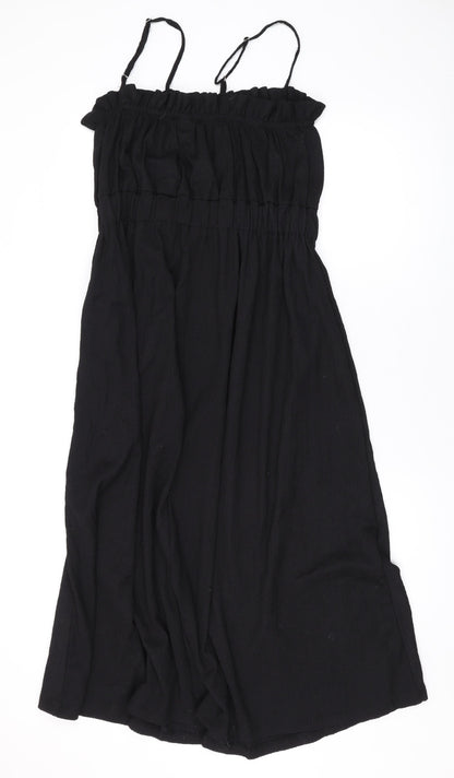 H&M Womens Black Polyester A-Line Size M Square Neck Pullover