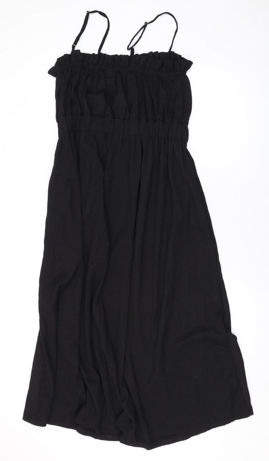 H&M Womens Black Polyester A-Line Size M Square Neck Pullover