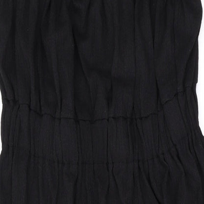H&M Womens Black Polyester A-Line Size M Square Neck Pullover