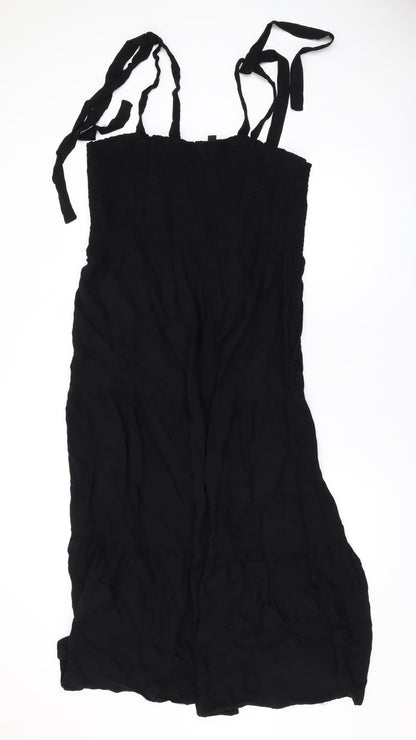 New Look Womens Black Viscose Maxi Size M Square Neck Pullover