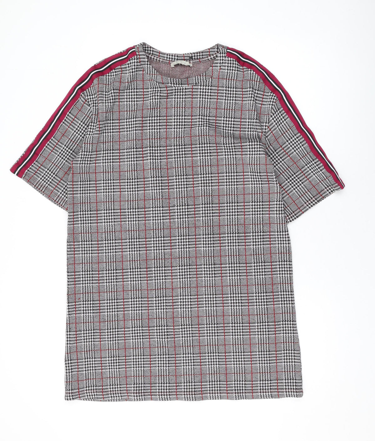 Zara Womens Grey Plaid Polyester A-Line Size M Round Neck Pullover