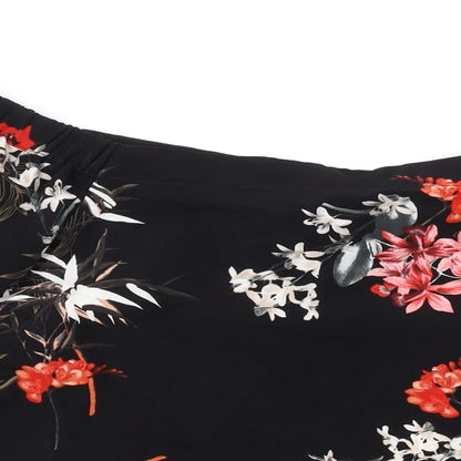 Miss Selfridge Womens Black Floral Polyester Basic Blouse Size 8 Off the Shoulder