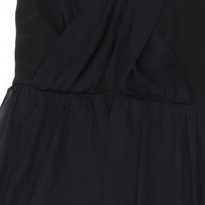 Red Herring Womens Black Polyester A-Line Size 12 Off the Shoulder Zip