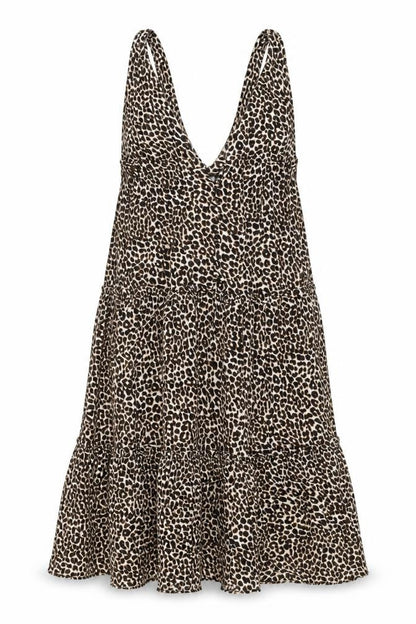 ASOS Womens Brown Animal Print Polyester A-Line Size 10 V-Neck Button