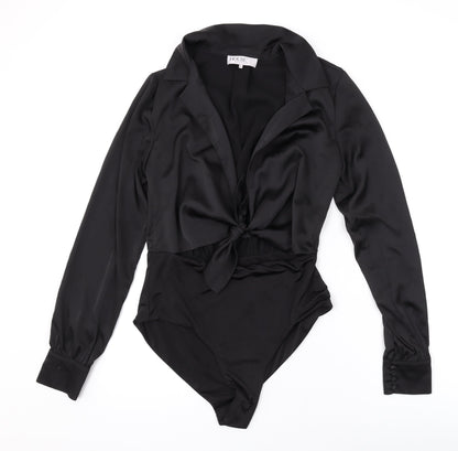 HOUSE OF CB Womens Black Polyester Bodysuit One-Piece Size M L10 in Tie
