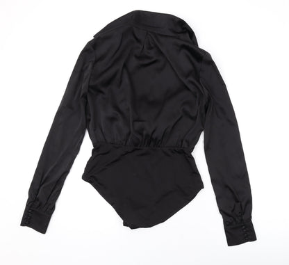 HOUSE OF CB Womens Black Polyester Bodysuit One-Piece Size M L10 in Tie