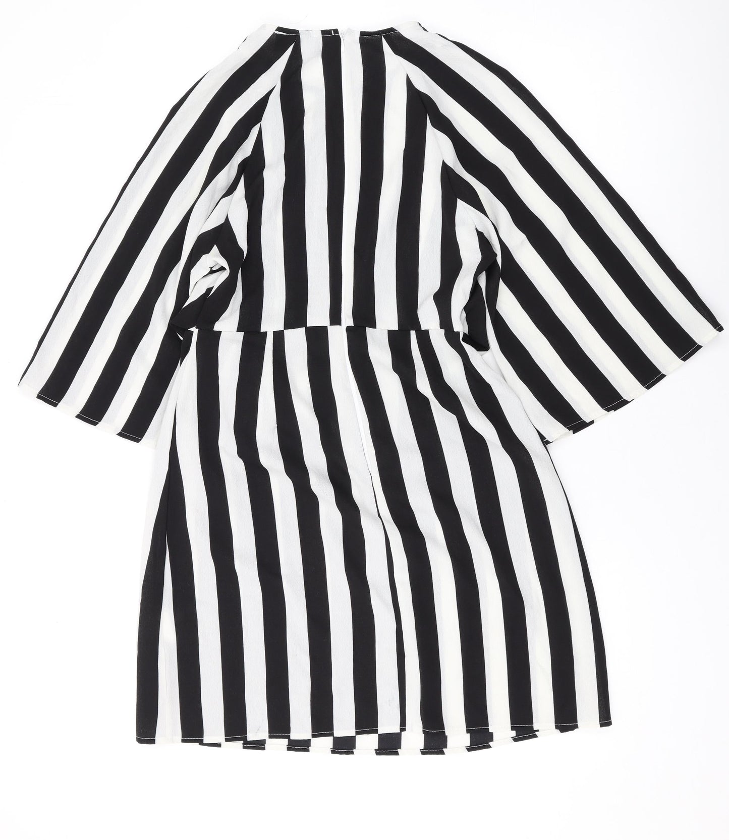 AX Paris Womens Black Striped Polyester A-Line Size 8 Scoop Neck Buckle