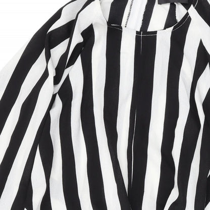 AX Paris Womens Black Striped Polyester A-Line Size 8 Scoop Neck Buckle