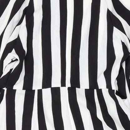 AX Paris Womens Black Striped Polyester A-Line Size 8 Scoop Neck Buckle