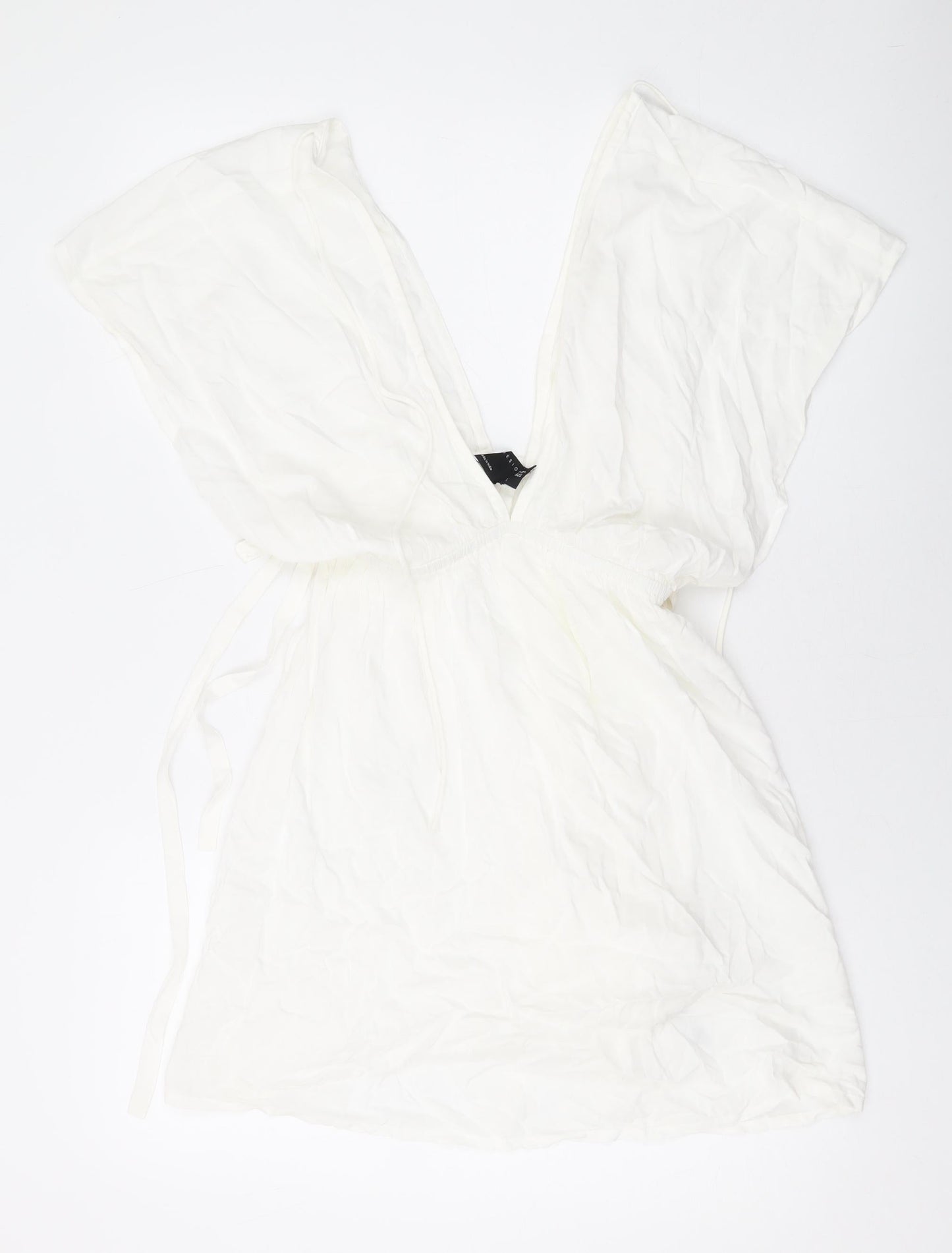 ASOS Womens White Viscose Mini Size 6 V-Neck Pullover