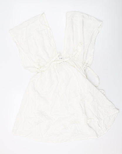 ASOS Womens White Viscose Mini Size 6 V-Neck Pullover