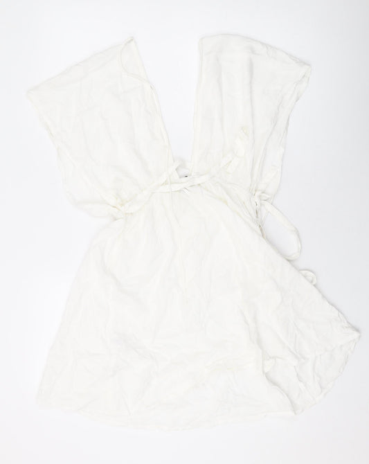 ASOS Womens White Viscose Mini Size 6 V-Neck Pullover