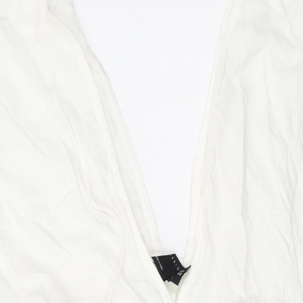 ASOS Womens White Viscose Mini Size 6 V-Neck Pullover