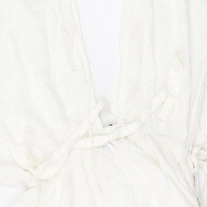 ASOS Womens White Viscose Mini Size 6 V-Neck Pullover