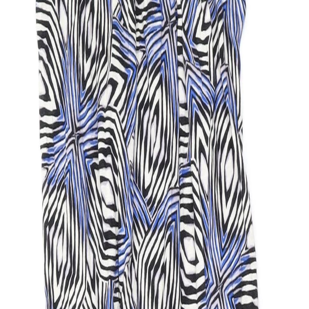 Dorothy Perkins Womens Blue Geometric Viscose Maxi Size 6 V-Neck Pullover