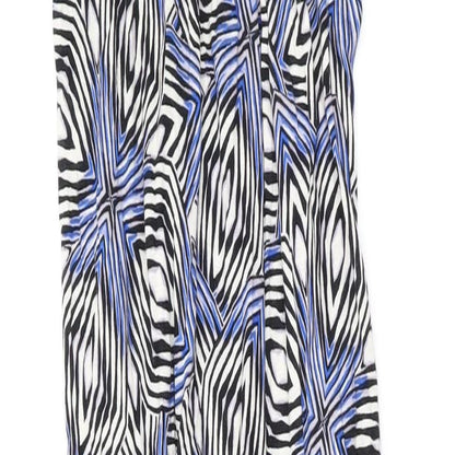 Dorothy Perkins Womens Blue Geometric Viscose Maxi Size 6 V-Neck Pullover