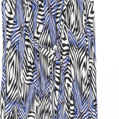 Dorothy Perkins Womens Blue Geometric Viscose Maxi Size 6 V-Neck Pullover