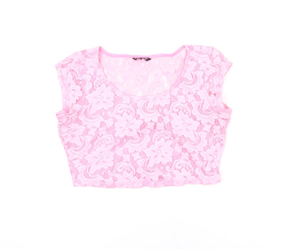 Womens UK Size 14 Select Pink Cropped T-Shirt
