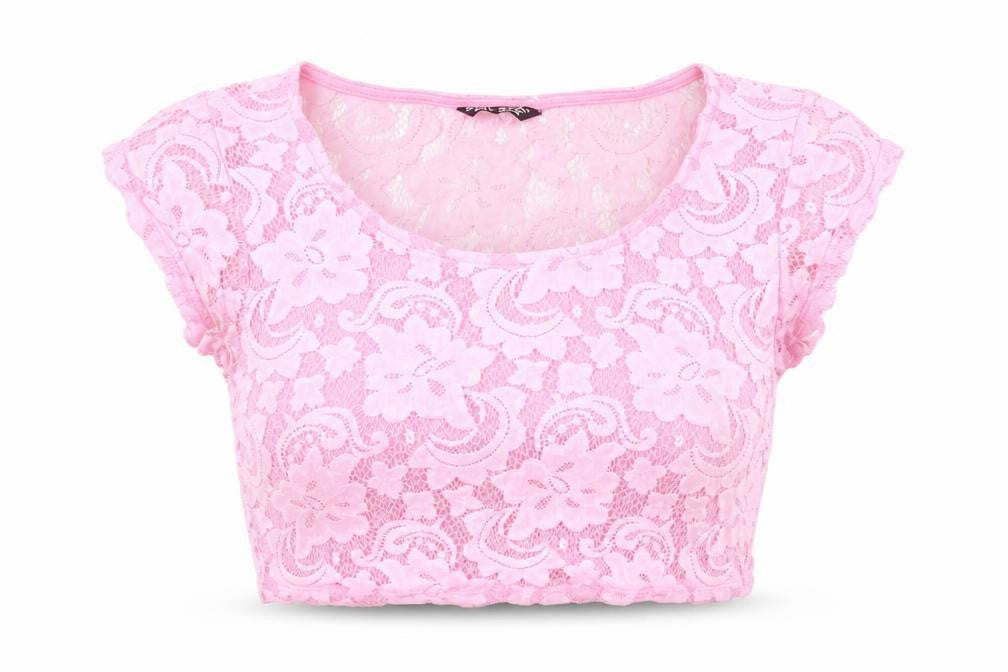 Womens UK Size 14 Select Pink Cropped T-Shirt