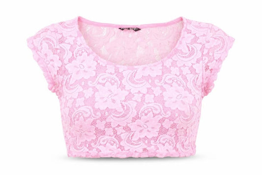 Womens UK Size 14 Select Pink Cropped T-Shirt
